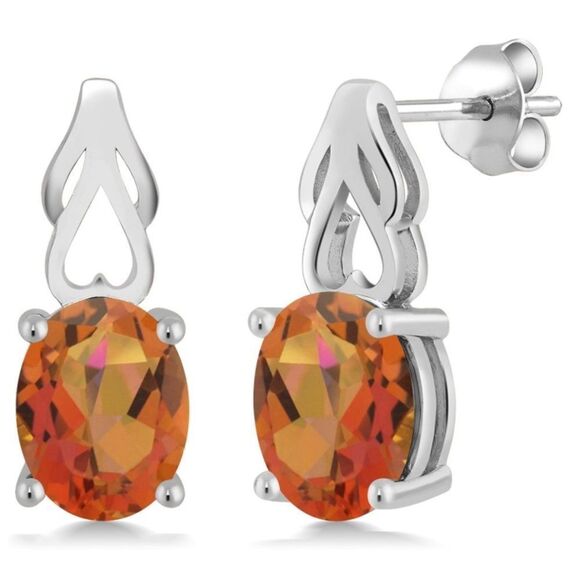 925 Sterling Silver with 3.60 Cttw Twilight Mystic Quartz Oval Post Earrings - Picture 1 of 4